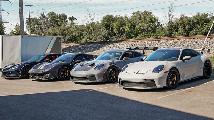 Picture of four Porsches outside of Exotic Window tint in Wheeling, IL