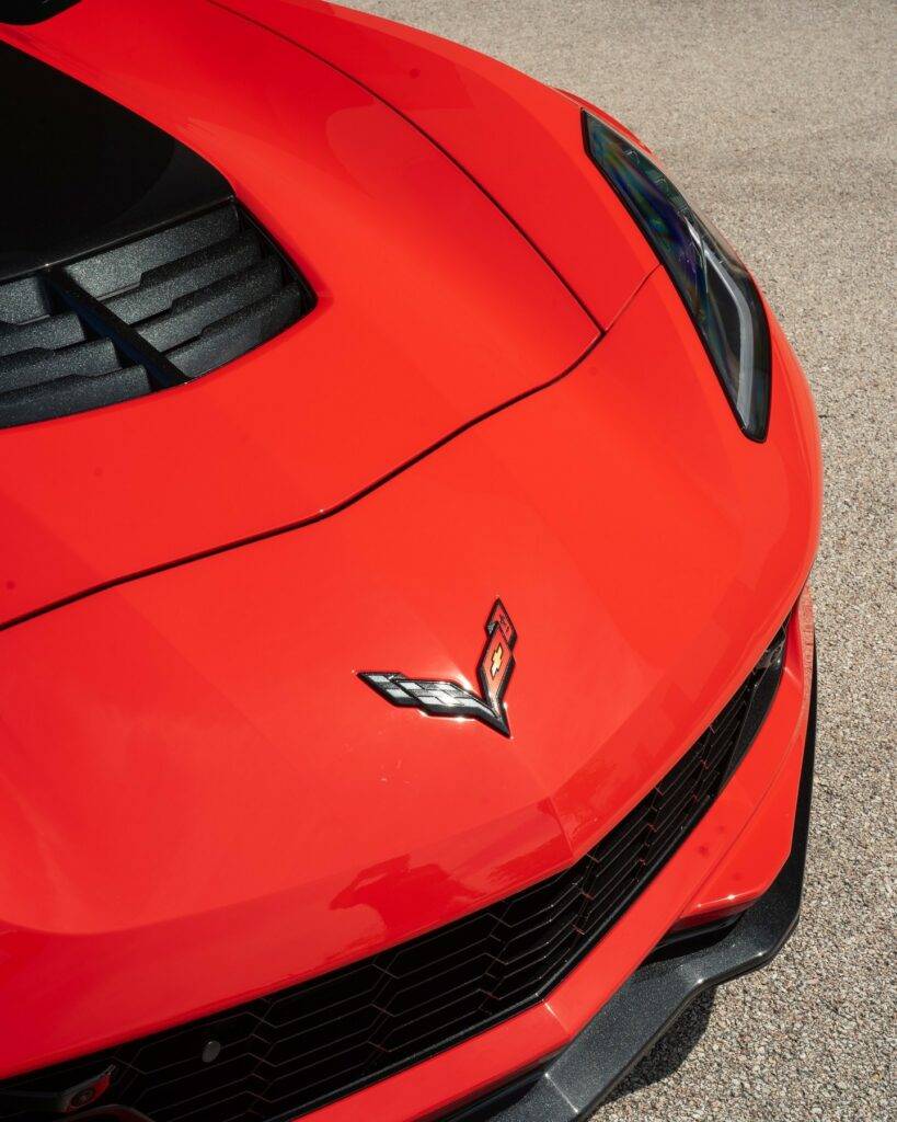 picture of red corvette hood