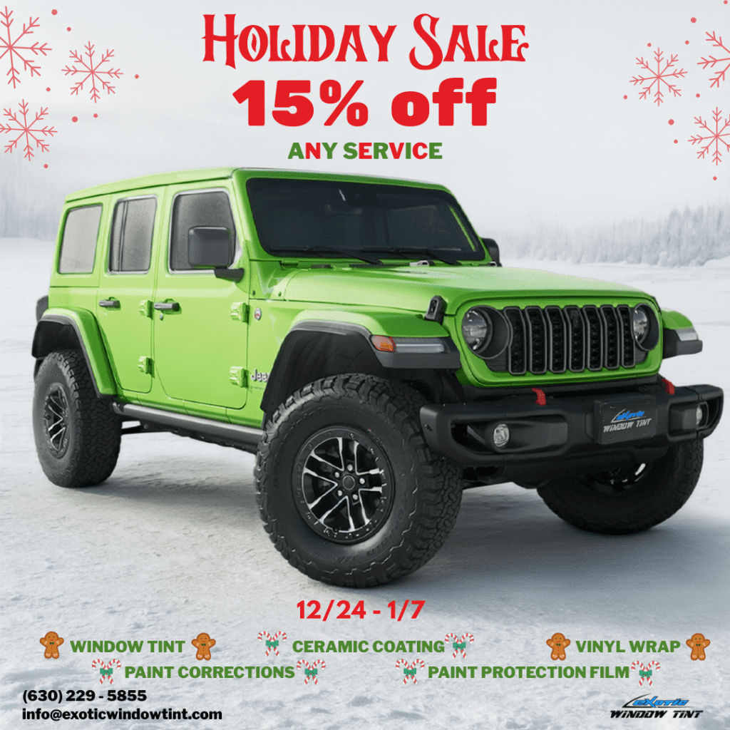 Holiday Sale on PPF, Ceramic Coatings, Window Tint and Wraps for cars