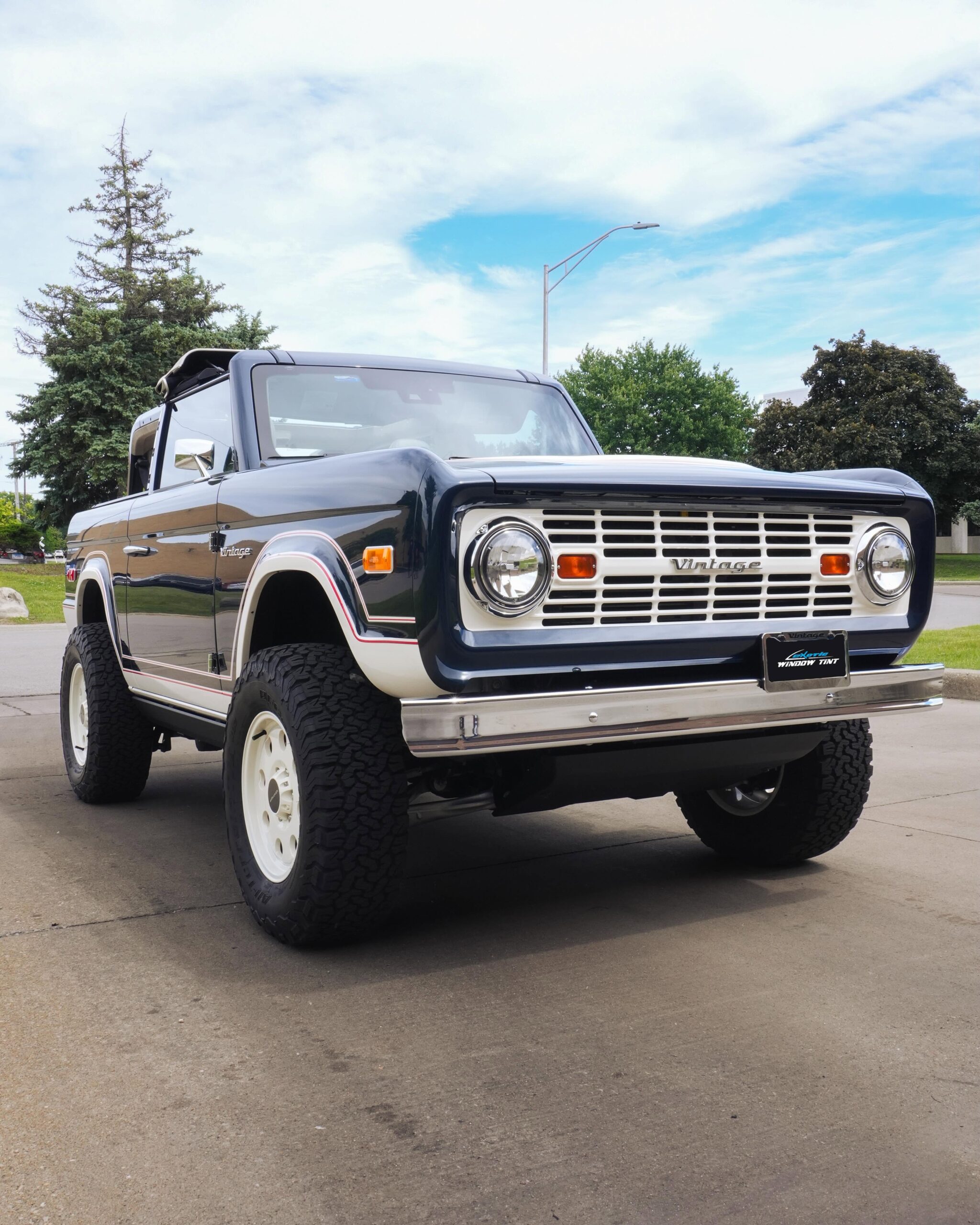 Front angle view of custom Ford Bronco with Full Front PPF Clear Bra Chicago